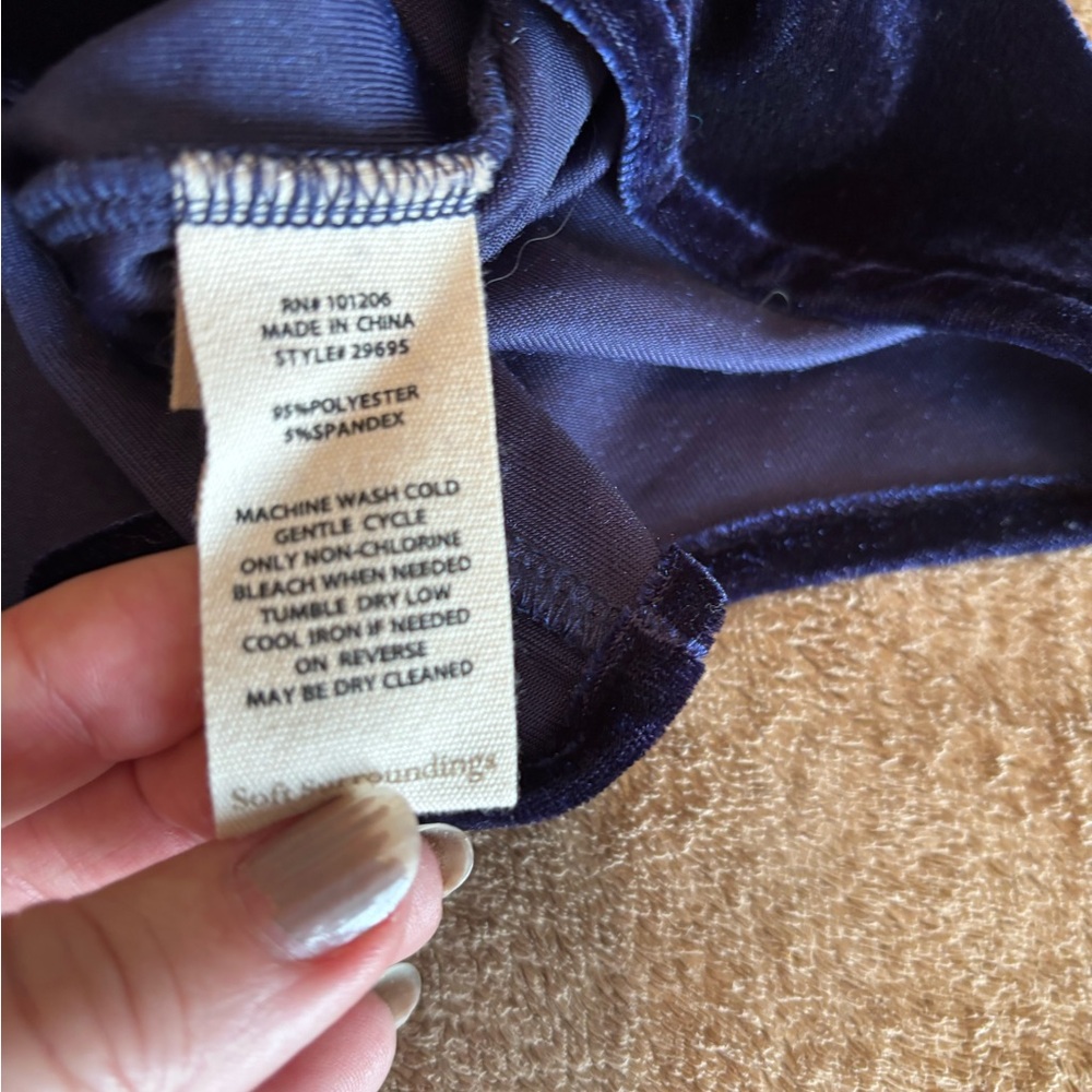Soft Surroundings Blue velvet tunic shirt size L - Picture 6 of 7